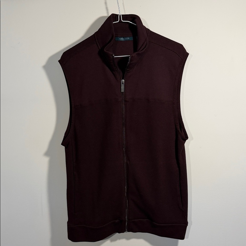 Perry Ellis | Burgundy Sleeveless Zip-Up Vest | M